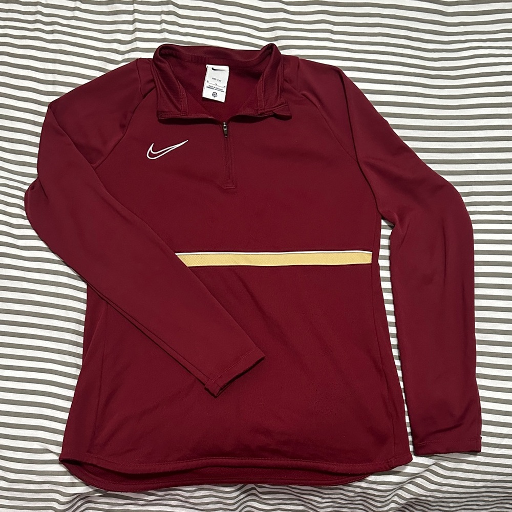 Nike Maroon Half-Zip Pullover with Gold Stripe